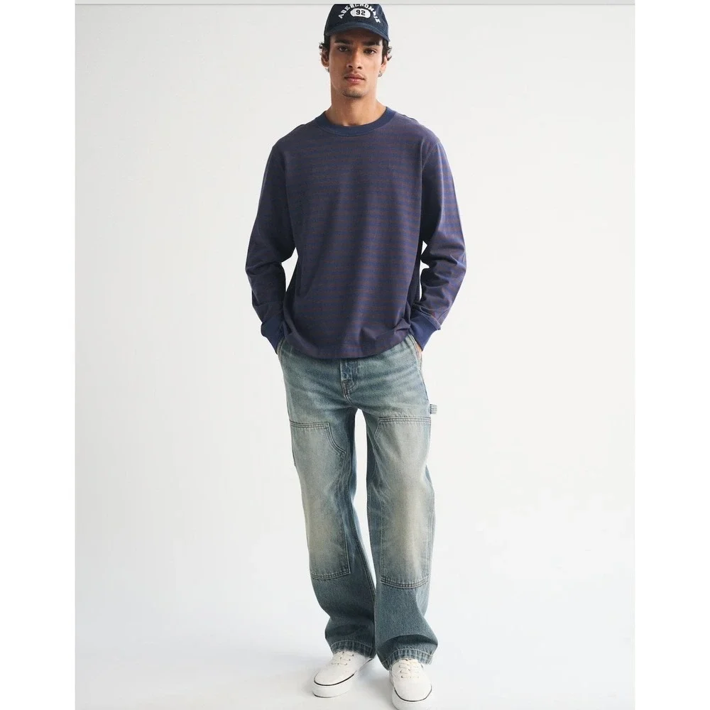 Abercrombie & Fitch‎ Mens Workwear Jean Baggy Double Knee Carpenter Light 36x32
